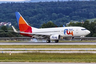 A FlyEgypt Boeing 737-700 aircraft with the registration SU-TMM at Stuttgart Airport, Germany,