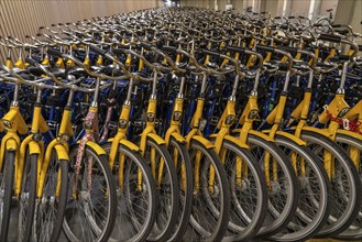 Bicycles at the OV-Fiets rental station, at Utrecht Central Station, hundreds of rental bikes