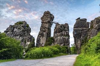 The Externsteine, a sandstone rock formation, in the Teutoburg Forest, near Horn-Bad Meinberg,