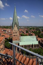 Europe, Germany, Lower Saxony, Hamburg Metropolitan Region, Lüneburg, View of Old Town Tower of St.