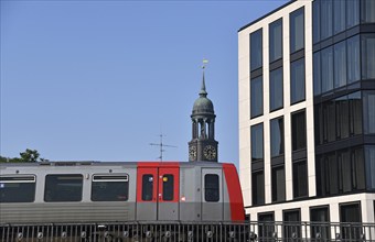 Europe, Germany, Hanseatic City of Hamburg, Underground, Elevated railway, Tower of the Michel,