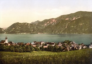 Unterach am Attersee, Gemeinde im Bezirk Vöcklabruck in Oberösterreich, Österreich, um 1890,