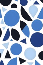 Minimalist illustration featuring abstract shapes to convey fun and ease, wallpaper with blue color