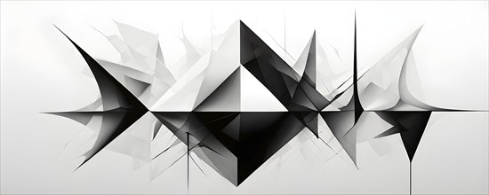 AI generated digital art canvas that comes alive with a fusion of geometric shapes in black and