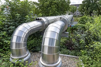 New STEAG district heating pipeline in Essen, over the railway tracks of the S6 line in Essen-Süd,