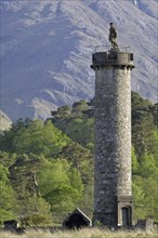 The Glenfinnan Monument on the shores of Loch Shiel, erected in 1815 to mark the place where Prince