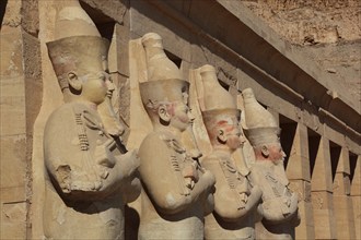 Part of the temple complex, statues of Hatshepsut at the mortuary temple of Hatshepsut, Hatshepsut