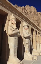 Part of the temple complex, statues of Hatshepsut at the mortuary temple of Hatshepsut, Hatshepsut