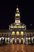 Banat, city of Arad, city centre, city hall at night, illuminated, Romania, Europe