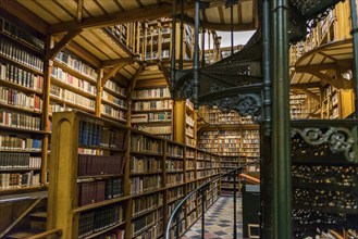 Beautiful library with old books, Benedictine Abbey Maria Laach, Eifel, Rhineland-Palatinate,