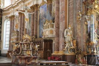 Interior of the Cistercian Abbey Church Fürstenfeld in Fürstenfeldbruck, Upper Bavaria, Bavaria,