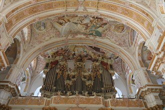 Fresco cycle, ceiling frescoes, interior of the Cistercian abbey church Fürstenfeld in