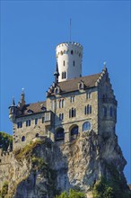 Lichtenstein Castle, fairytale castle of Württemberg, historicist building, landmark of the Swabian