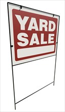 Right facing yard sale real estate yard sign isolated on a white background