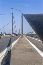 The Theodor-Heuss-Bridge, Rhine crossing, cable-stayed bridge, first road bridge of the so-called