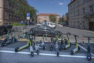 Designated car park for e-scooters, Nuremberg, Middle Franconia, Bavaria, Germany, Europe