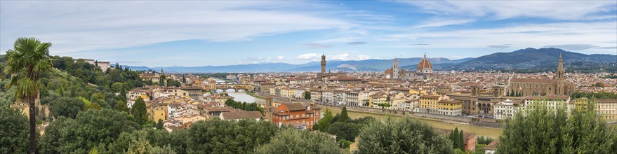 City overview of Piazza Michelangelo, Ponte Vecchio, cathedral, dome, overview, panorama, city