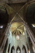 Interior architecture of the Saint-Théofrède Abbey in Le Monastier sur Gazeille, Haute-Loire,