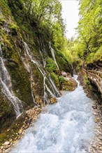 Wimbachklamm gorge in the Bavarian Alps in Ramsau near Berchtesgaden, Germany, Europe