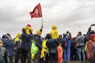 Demonstration against the demolition of the lignite village of Lützerath, from the village of