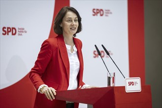 Katarina Barley, SPD lead candidate for the European elections, at a press conference in Berlin, 12