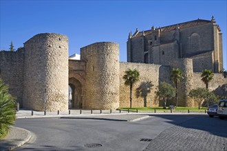 Puerta de Almocabar fortifications historic city walls Ronda, Malaga province, Spain, Europe