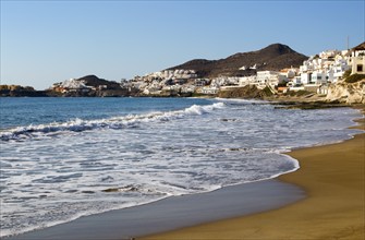 Beach and waves at San José, Cabo de Gata natural park, Almeria, Spain, Europe