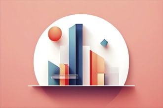 Abstract wallpaper illustration representing luxury real estate lifestyle with geometric shapes, AI