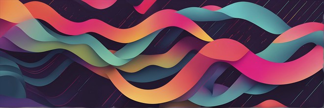 Minimalist illustration featuring abstract shapes in neon colors to convey fun and ease, AI