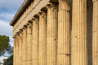 Doric colonnade of the Temple of Hephaestus, Ancient Agora of Athens, Greece, Europe