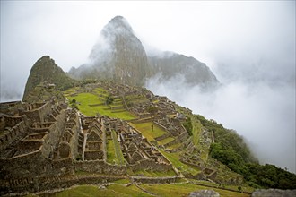 Inca ruins of Machu Picchu in the clouds, Cusco region, Peru, South America