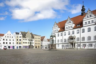 Old town hall at market square, Luther City Wittenberg, Saxony Anhalt, Germany, Europe