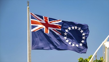 The flag of the Cook Islands, Cook Islands, Pacific Island, fluttering in the wind, isolated