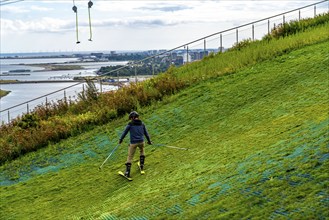 CopenHill, waste incineration plant and artificial ski slope, skiing with a view of the Øresund, 90