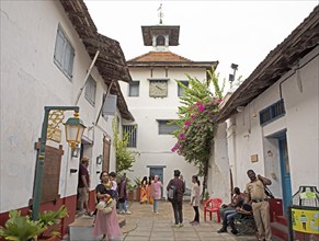 Entrance and clock tower, Paradesi Synagogue, Matancherry, Jewish Town, Kochi, Kerala, India, Asia