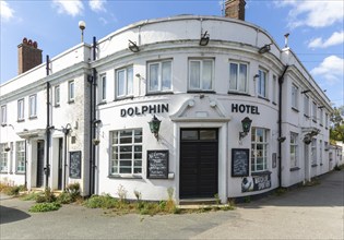 Historic building Dolphin Hotel closed public house, Felixstowe, Suffolk, England, UK