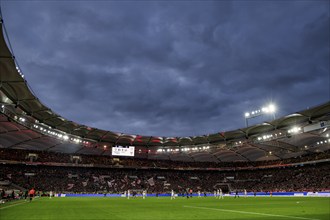 Overview, rain clouds, sky, dark, floodlights, VfB Stuttgart vs. 1. FSV Mainz 05, MHPArena, MHP