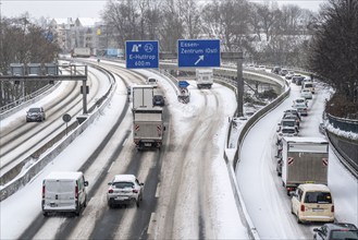 A40 motorway, onset of winter, lots of fresh snow and daytime temperatures below minus 5 degrees,