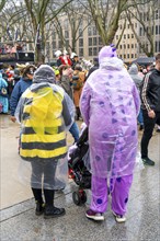 Rose Monday parade in Düsseldorf, street carnival, rain protection