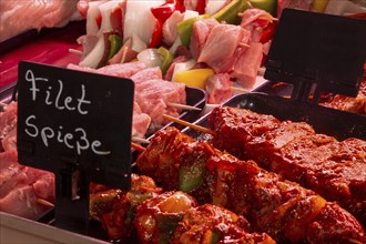 Meat counter in a butcher's shop