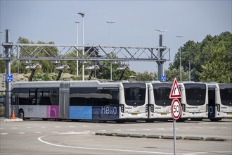 Fast charging station for electric buses at Amsterdam Schiphol Airport, the entire fleet of