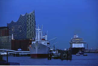 Hamburg, HafenCity, Elbe Philharmonic Hall concert hall, Mein Schiff 6. cruise ship