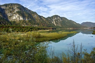 River Isar at the inflow into the Sylvensteinsee, Sylvenstein reservoir, Sylvenstein reservoir for