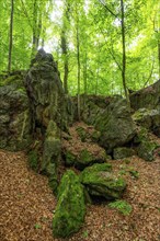 The Felsenmeer in Hemer, Sauerland, geotope, with rugged rock formations, nature reserve, North