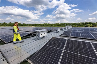 Germany's largest floating solar power plant on the Silbersee III, a quarry pond no longer used for