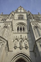 Gothic Minster of Our Lady, view upwards, decorations, figures, Minster Square, Constance, Obersee,