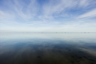 Cloud reflection in the mudflats, Wyk, Föhr, North Frisia, Schleswig-Holstein, Germany, Europe