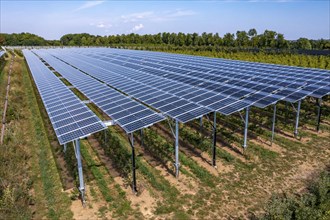 Agri-photovoltaic test plant, an apple orchard with two different systems of PV modules was roofed