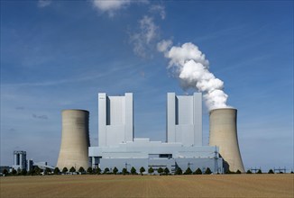 The RWE lignite-fired power plant Neurath, near Grevenbroich, Germany, largest German coal-fired