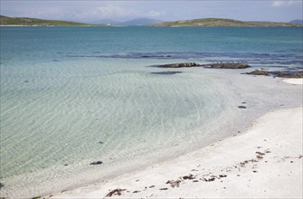 White sand at Traigh Mhor beach, the Cockle Strand, Barra, Outer Hebrides, Scotland, UK